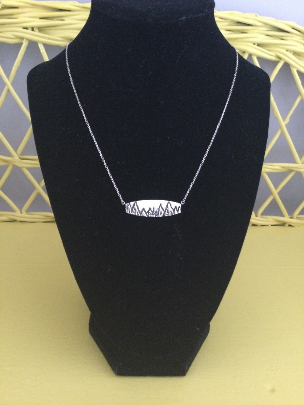 925 Silver Necklace with Mountain Scene